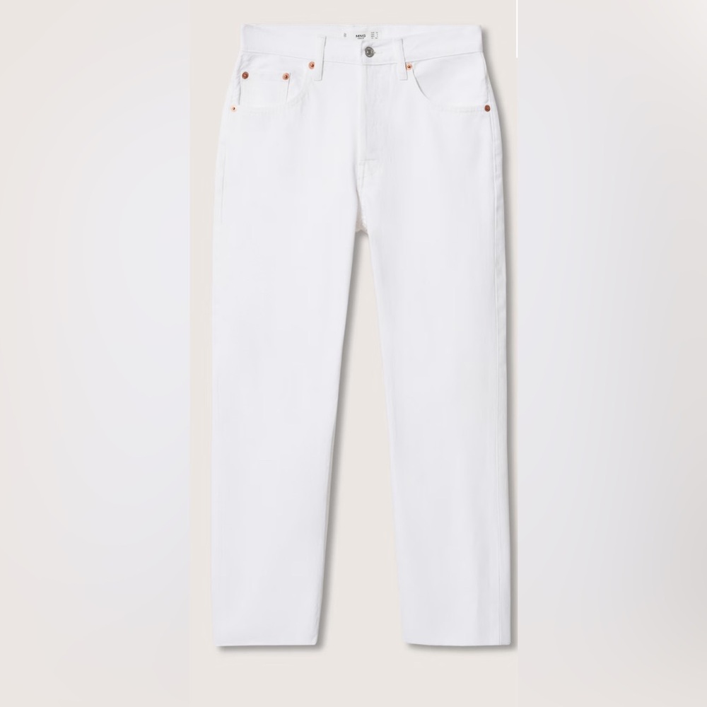 Mango - High-waist cropped straight jeans